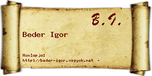 Beder Igor névjegykártya